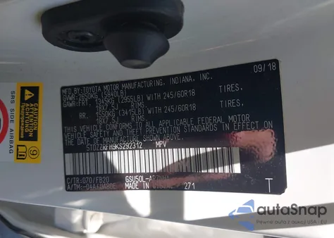 2019 Toyota Highlander Le из США, поврежденный, VIN 5TDZZRFH9KS292312